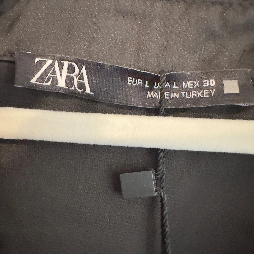 Zara Womens Black Satin Finish Button Down Shirt Long Sleeve Blouse 3666/220 L - Picture 2 of 4